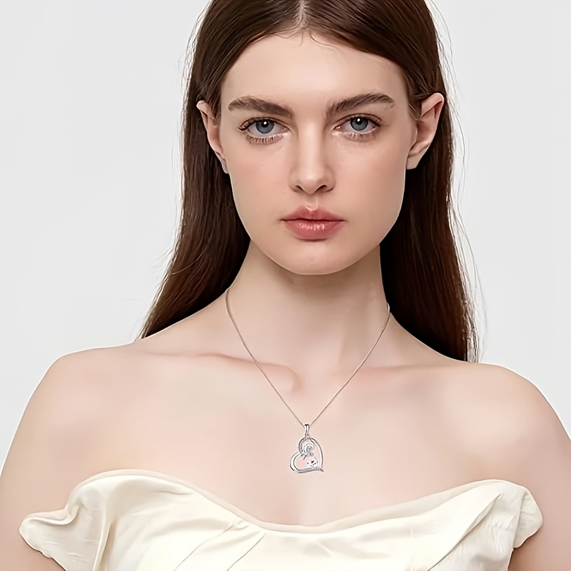 S925 Silver Hollow Heart Butterfly Pendant Necklace